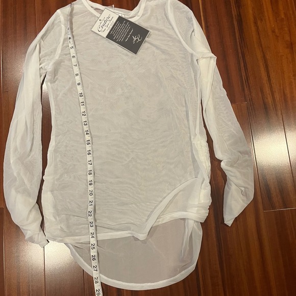 NFL Couture Sheer White Long Sleeve Top Mesh Athletic Festival New NWT Medium - Picture 6 of 7